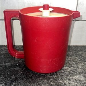 Vintage Burnt Red ( PAPRIKA) Pitcher with Lid by Tupperware. Great condition